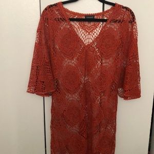 3for$30| Topshop Rust crotchet Tunic/Dress S